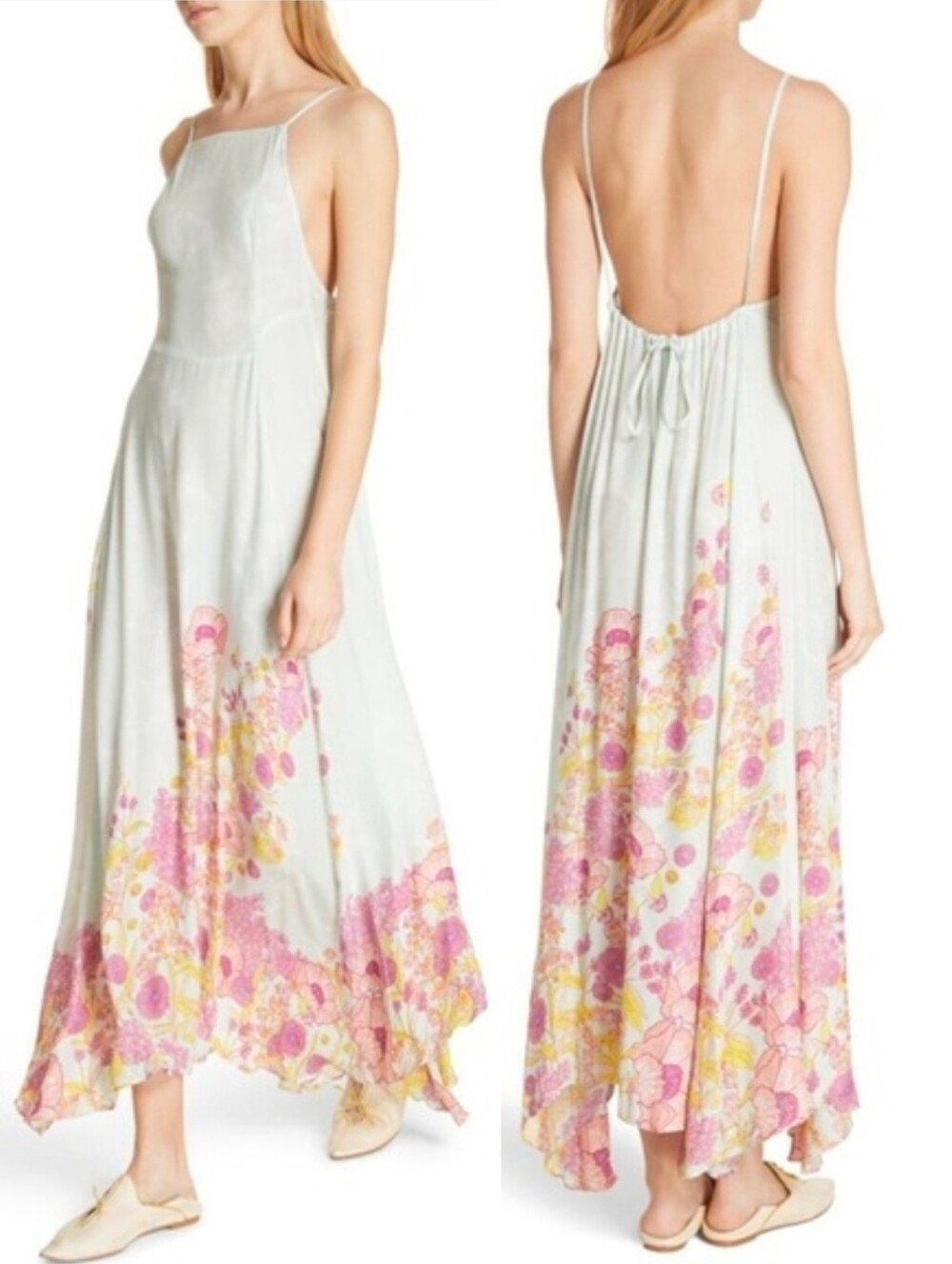 FREE PEOPLE Mint Green Embrace It Floral Maxi Dress